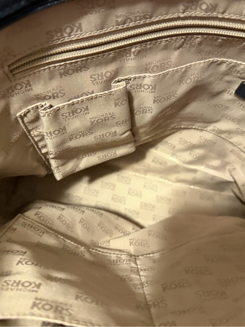 Michael Kors Blue Denim Tote with Gold MK Charm - Picture 6 of 7